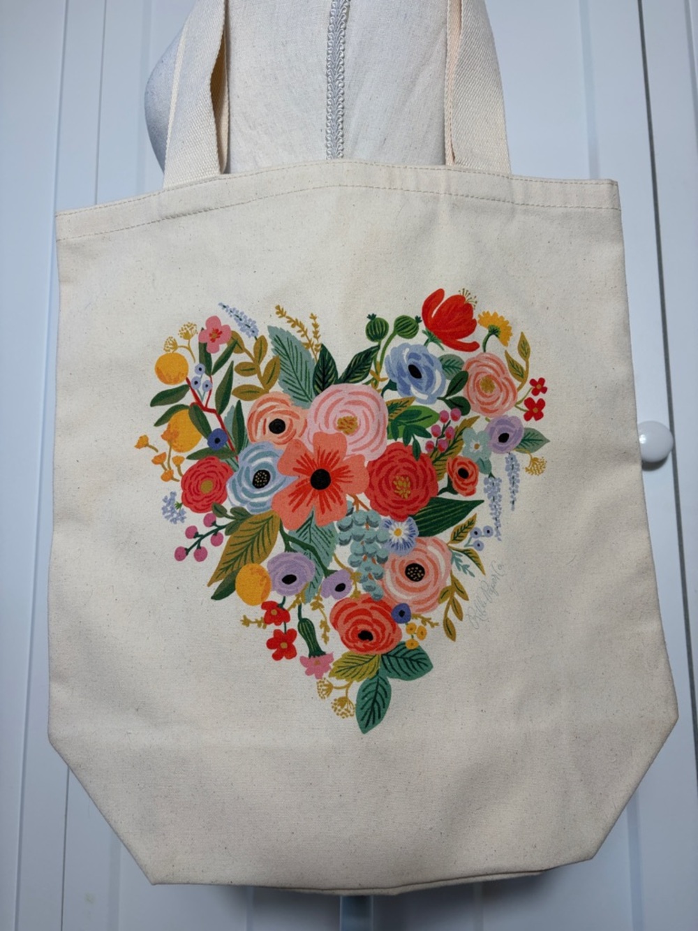 Rifle Paper Co. Canvas Floral Heart Tote Bag - Cream - Picture 2 of 4